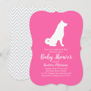 Akita Dog Baby shower Girl Pink Kaart