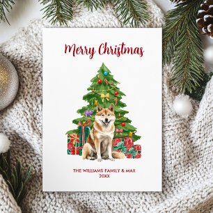 Akita Dog Familie Kerstmis Feestdagenkaart