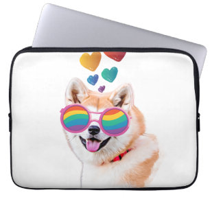 Akita Dog met harten Valentijnsdag Laptop Sleeve