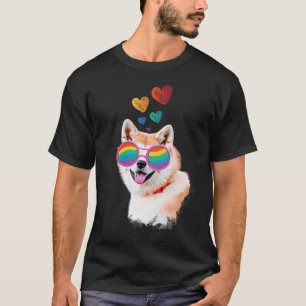 Akita Dog met harten Valentijnsdag T-shirt