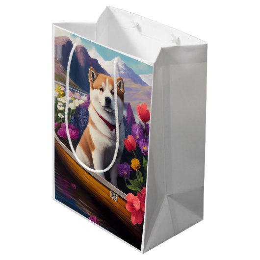 Akita Dog op een peddel: Een Schilderachtig avontu Medium Cadeauzakje (Achterkant Gekanteld)