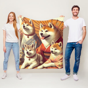 Akita Dog Painting Fleece Deken