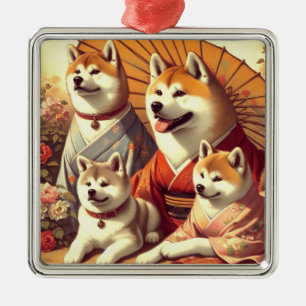 Akita Dog Painting Metalen Ornament