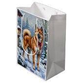 Akita Dog Serene Japanese Winter Christmas Medium Cadeauzakje (Achterkant Gekanteld)