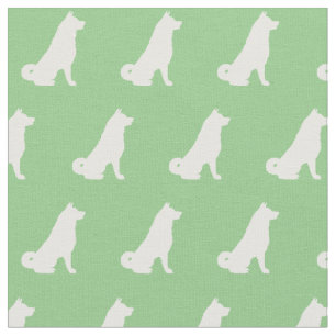 Akita Dog Silhouette Pet Sage Green Stof