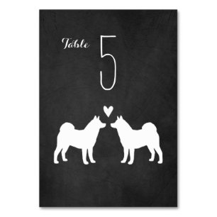 Akita Dog Silhouettes Wedding Reception Kaart