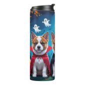 Akita Dogs Pumpkin Halloween Grappig Thermosbeker (Gedraaid links)