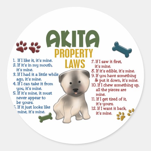 Akita Eigendomsrecht 4 Ronde Sticker (Voorkant)
