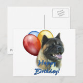 Akita Gelukkige Verjaardag Ballonnen Briefkaart (Voorkant / Achterkant)