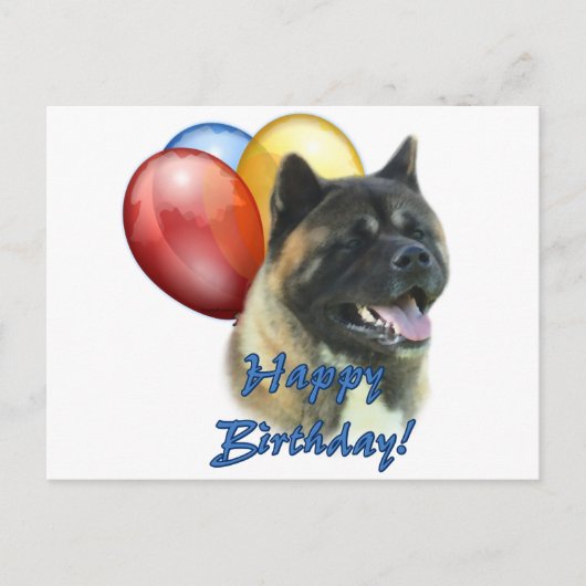 Akita Gelukkige Verjaardag Ballonnen Briefkaart (Voorkant)
