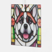 Akita "Glas in lood" Glas Ornament (Voorkant links)