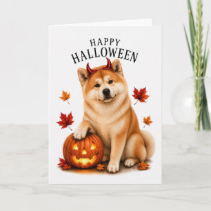 Akita Halloween Duivels Hond Kaart