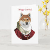 Akita, Happy Birthday kaart! Kaart (Gele Bloem)