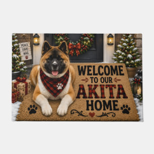 Akita Home Kerstmat Holiday Honden Welkom Deurmat