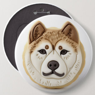 Akita-hond 3D-geïnspireerd Ronde Button 6,0 Cm