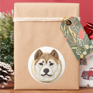 Akita-hond 3D geïnspireerd Ronde Sticker