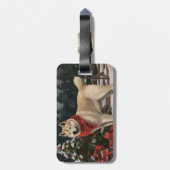 Akita Hond in Sneeuw Kerstmis Bagagelabel (Achterkant verticaal)