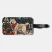 Akita Hond in Sneeuw Kerstmis Bagagelabel (Achterkant horizontaal)