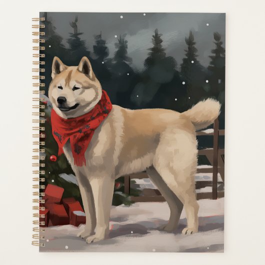 Akita Hond in Sneeuw Kerstmis Planner (Voorkant)
