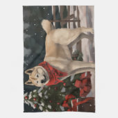 Akita Hond in Sneeuw Kerstmis Theedoek (Verticaal)