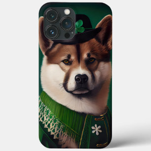 akita hond in St. Patrick's Day jurk iPhone 13 Pro Max Hoesje