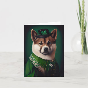 akita-hond in St. Patrick's Day-jurk Kaart