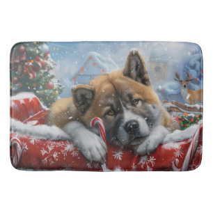 Akita Hond Kerst Festiviteit Badmat