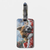 Akita Hond Kerstfeest Bagagelabel (Achterkant verticaal)