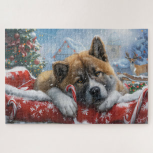 Akita Hond Kerstfeest Legpuzzel