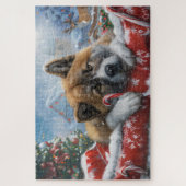 Akita Hond Kerstfeest Legpuzzel (Verticaal)