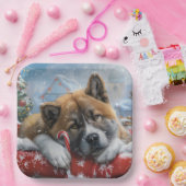 Akita Hond Kerstfeest Papieren Bordje (Feest)