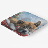 Akita Hond Kerstfeest Papieren Bordje (Gebogen)