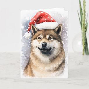 Akita Hond Kerstmis Santa Paws Feestelijk Bedankkaart