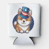 Akita hond met onafhankelijkheidsdag blikjeskoeler (Voorkant)