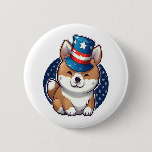 Akita hond met onafhankelijkheidsdag ronde button 5,7 cm