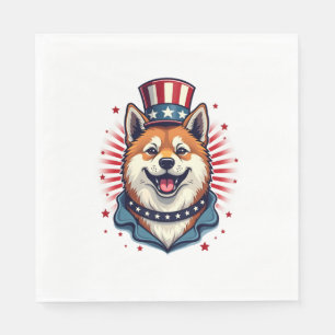 Akita hond met onafhankelijkheidsdag servet