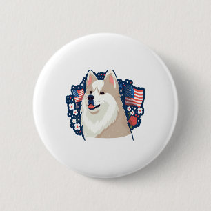 Akita hond met onafhankelijkheidsdag thema ronde button 5,7 cm