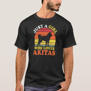 Akita-hond Retro Gewoon Een Meisje Dat Van Akita' T-shirt