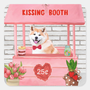 Akita-hond Valentijnsdag Kusstand Vierkante Sticker