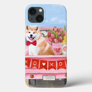 Akita-hond Valentijnsdag vrachtwagen harten iPhone 13 Hoesje