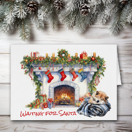 Akita Hond Wachten op de Kerstman