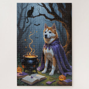 Akita Hond Whimsical Halloween Schilderij Legpuzzel