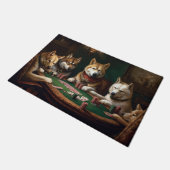 Akita Honden Spelen Poker Art Deurmat (Schuin)