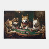 Akita Honden Spelen Poker Art Deurmat (Voorkant)