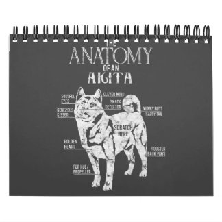 Akita Hondenliefhebber | Cool Akita Anatomy Clos Kalender