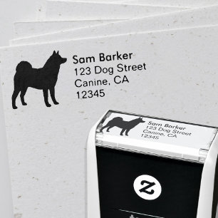 Akita Hondenras Silhouette Return Address Zelfinktende Stempel