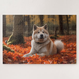 Akita in herfst laat Herfst geïnspireerd Legpuzzel