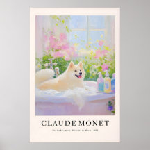 Akita Inu Badkamer Kunstprint Monet Stijl Hond Lie