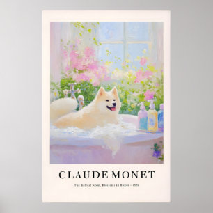 Akita Inu Badkamer Kunstprint Monet Stijl Hond Lie Poster