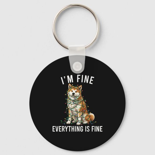 Akita Inu Christmas I'm Fine Everything Is Fine  Sleutelhanger (Voorkant)